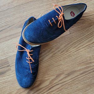 BP Nordstrom Blue Suede Shoes Oxford Style Lace Up   9 1/2 M